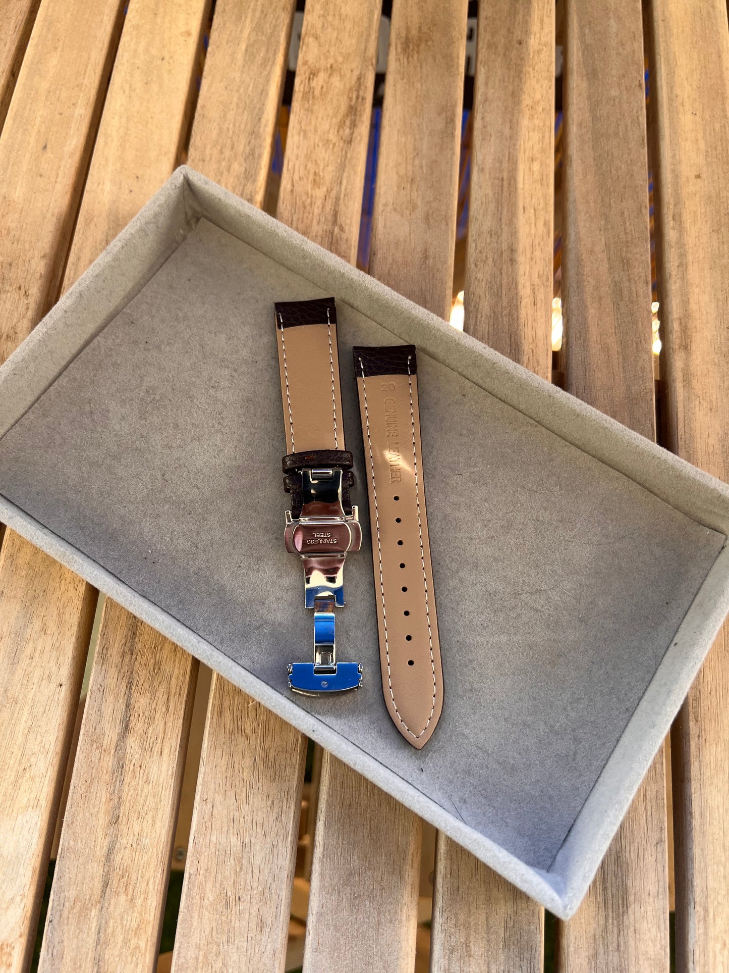 Bracelet Cuir Montre « à grain » Boucle Déployante - Toutes Tailles