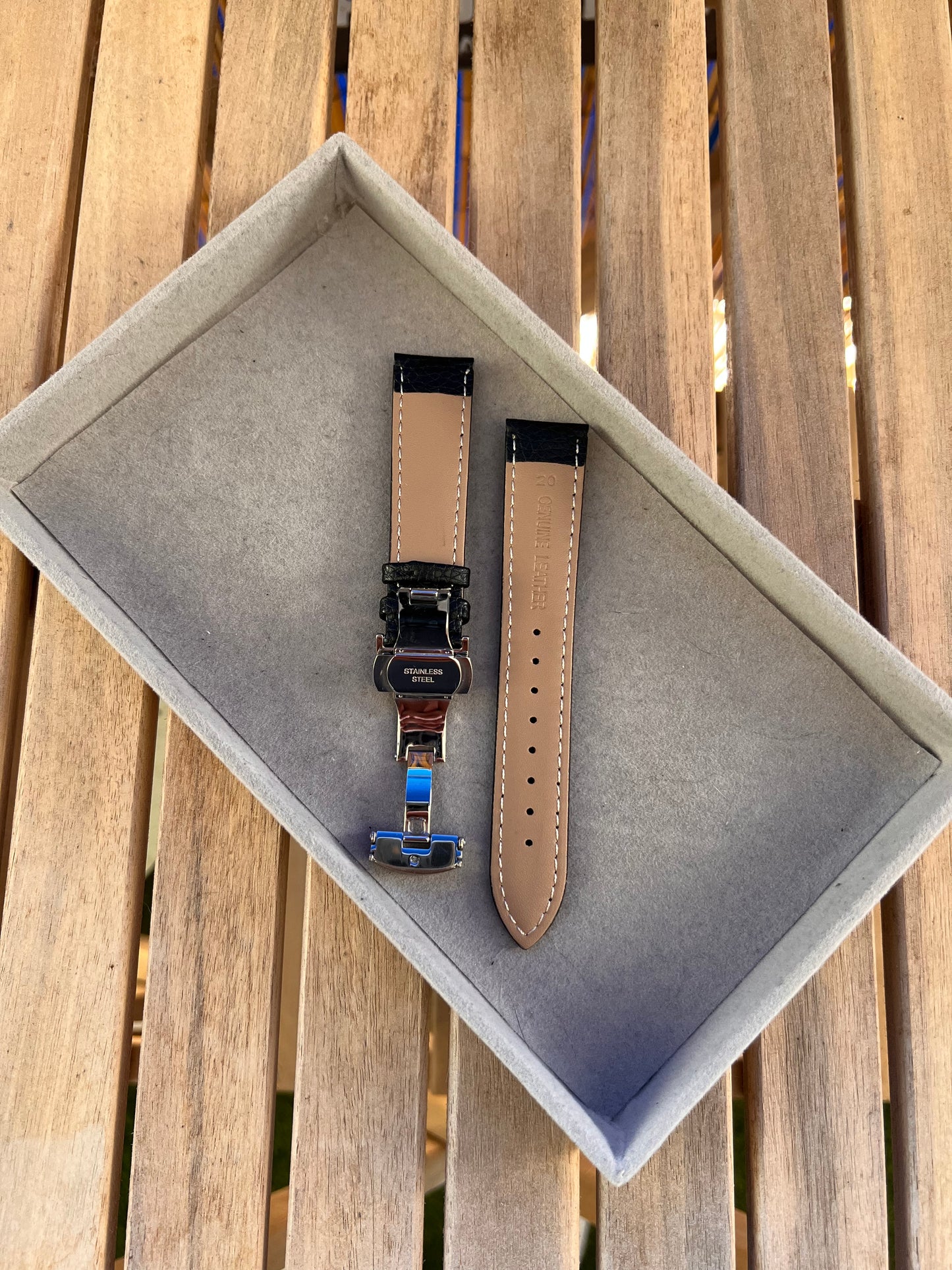 Bracelet Cuir Montre « à grain » Boucle Déployante - Toutes Tailles