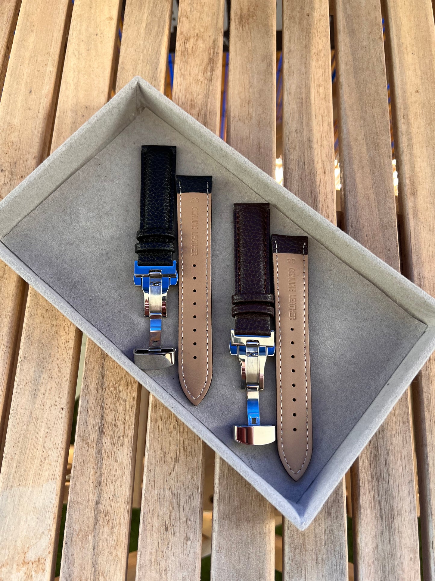 Bracelet Cuir Montre « à grain » Boucle Déployante - Toutes Tailles