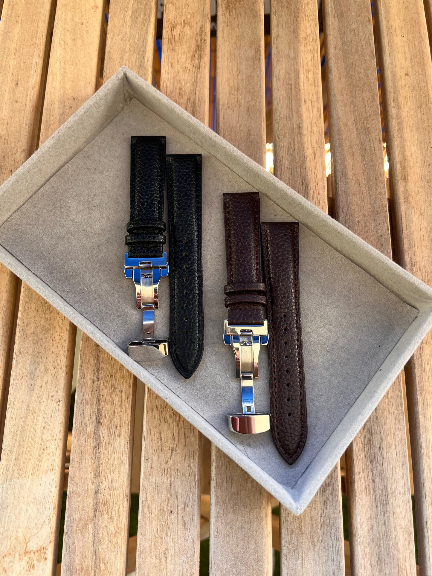 Bracelet Cuir Montre « à grain » Boucle Déployante - Toutes Tailles