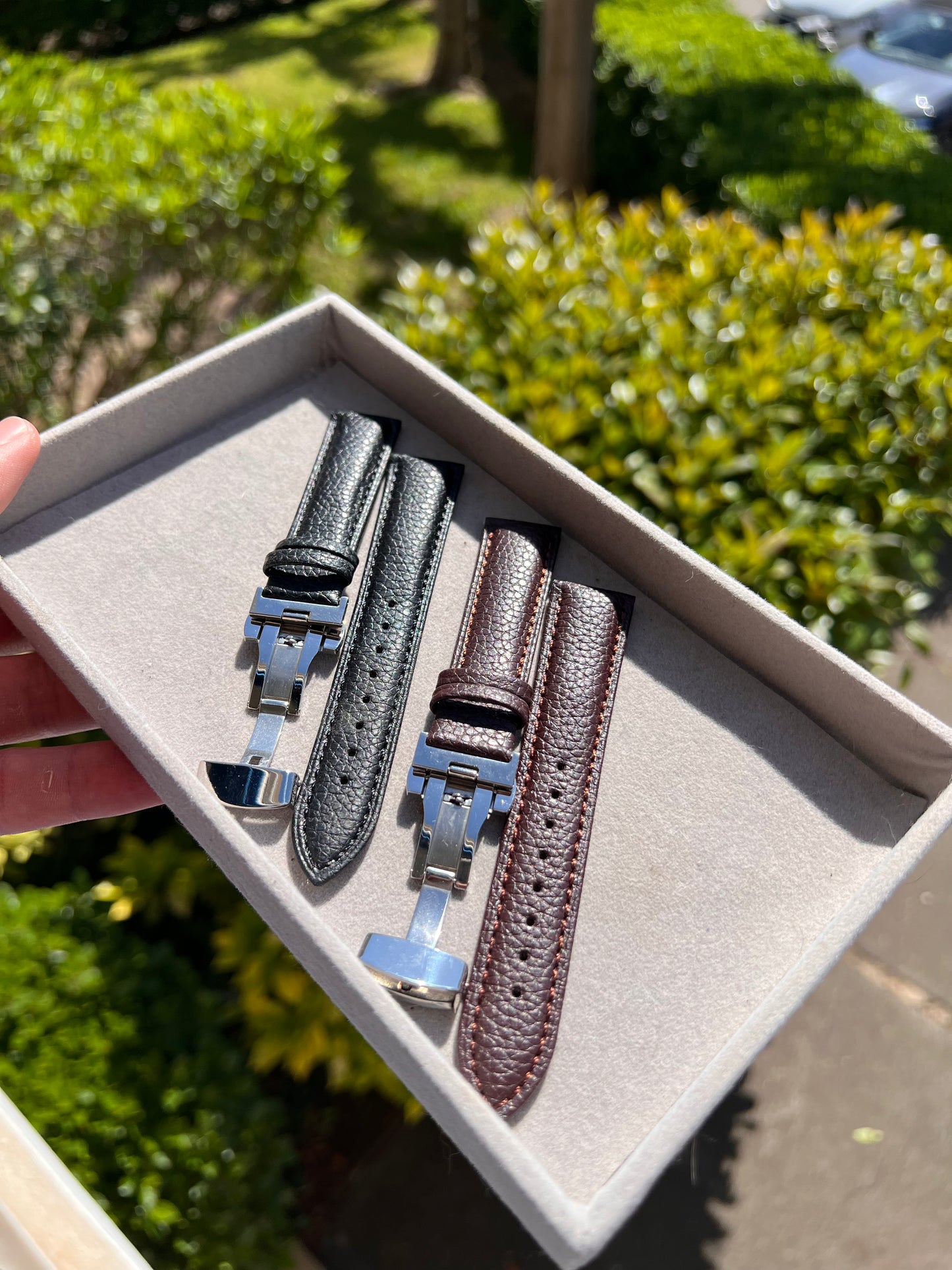 Bracelet Cuir Montre « à grain » Boucle Déployante - Toutes Tailles