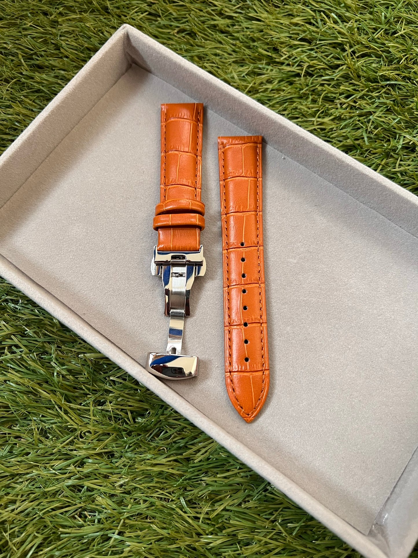 Bracelet Montre Cuir "Crocodile" - Boucle Déployante - Toutes Tailles