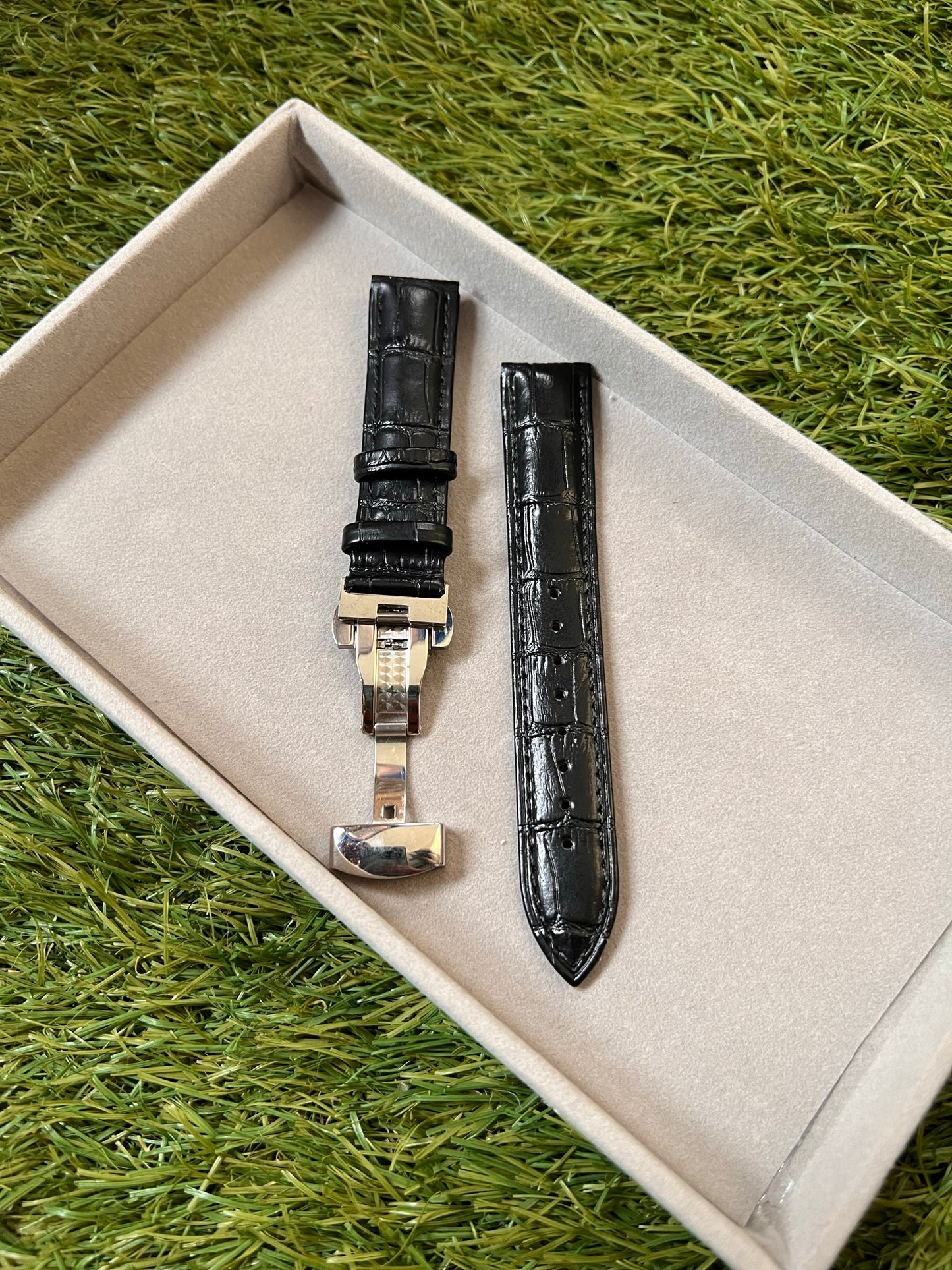 Bracelet Montre Cuir "Crocodile" - Boucle Déployante - Toutes Tailles