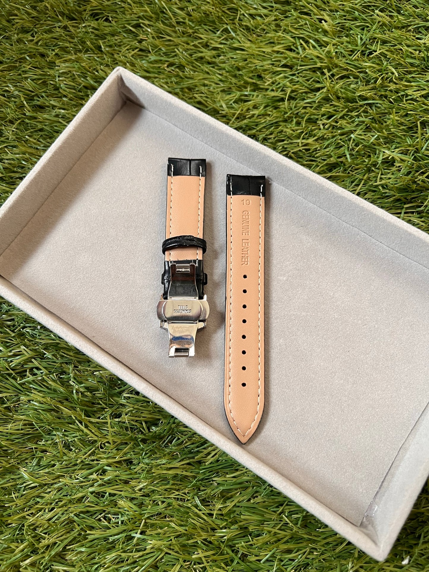 Bracelet Montre Cuir "Crocodile" - Boucle Déployante - Toutes Tailles