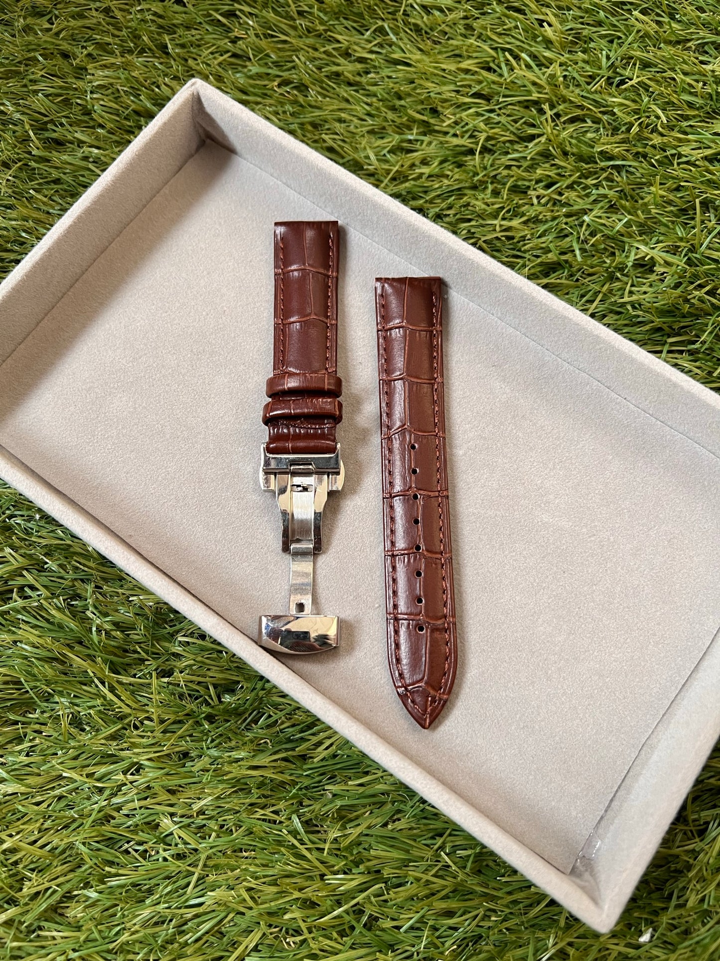 Bracelet Montre Cuir "Crocodile" - Boucle Déployante - Toutes Tailles