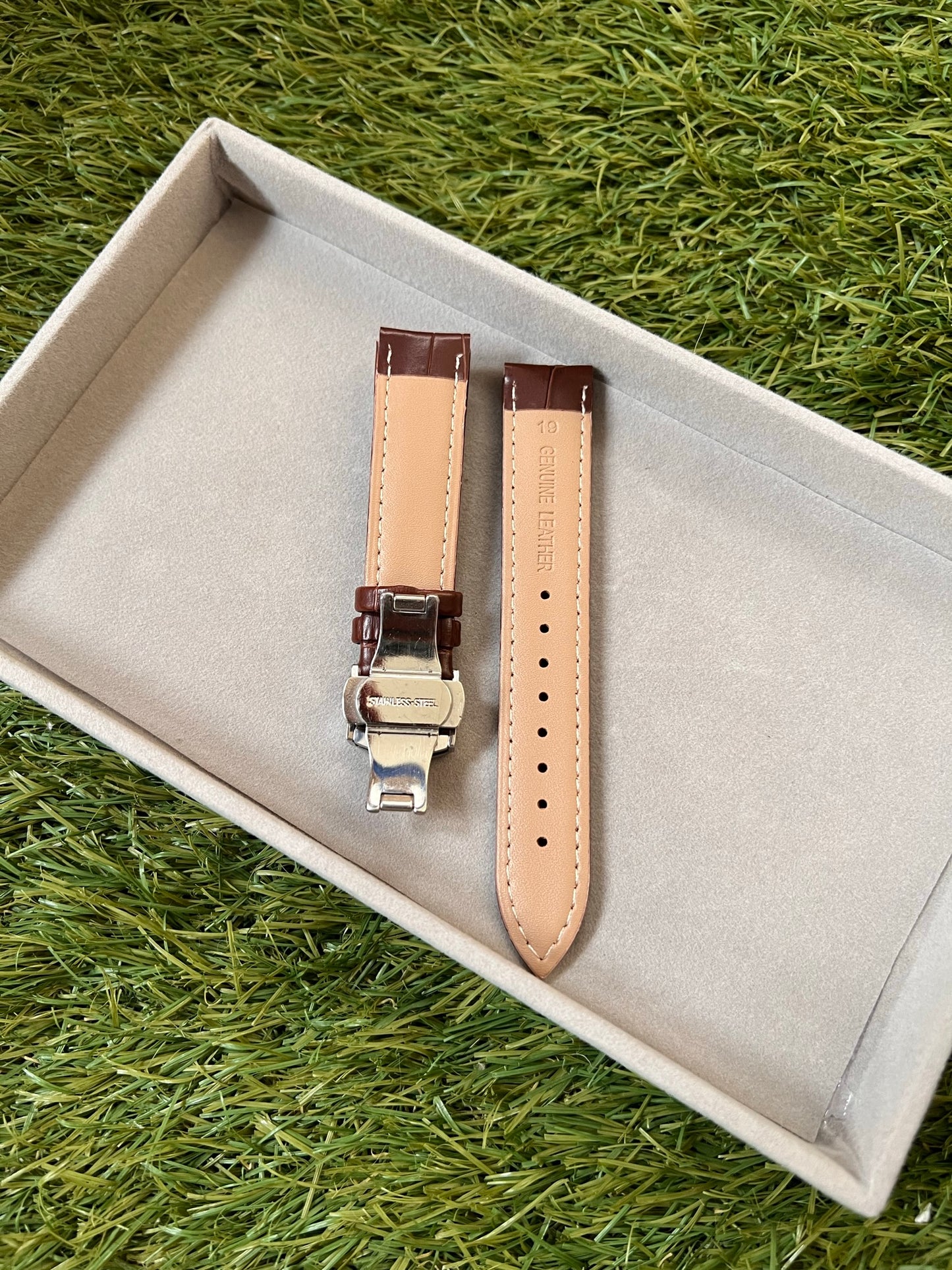 Bracelet Montre Cuir "Crocodile" - Boucle Déployante - Toutes Tailles