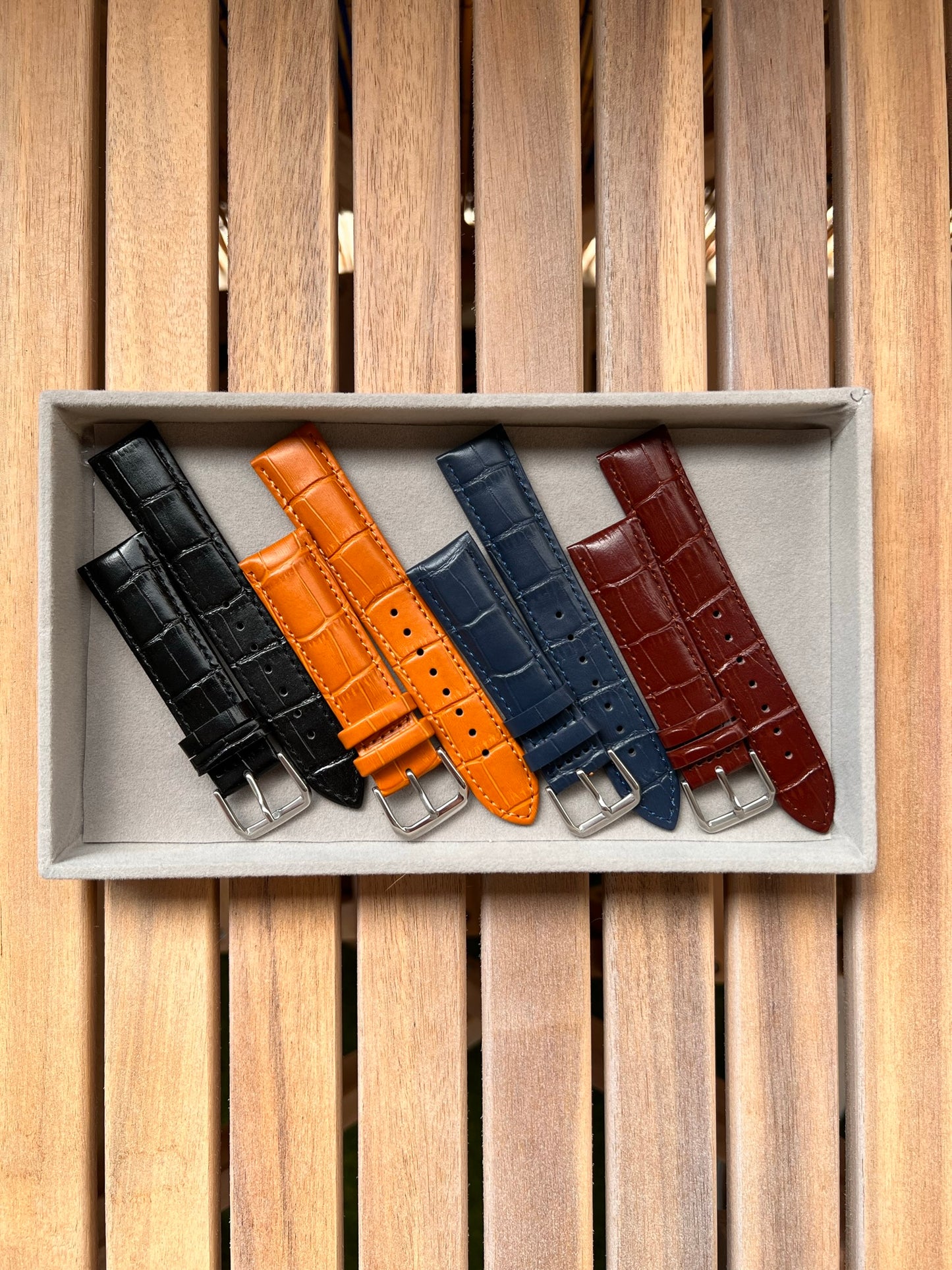 Bracelet Montre Cuir "Crocodile" Boucle Ardillon - Toutes Tailles