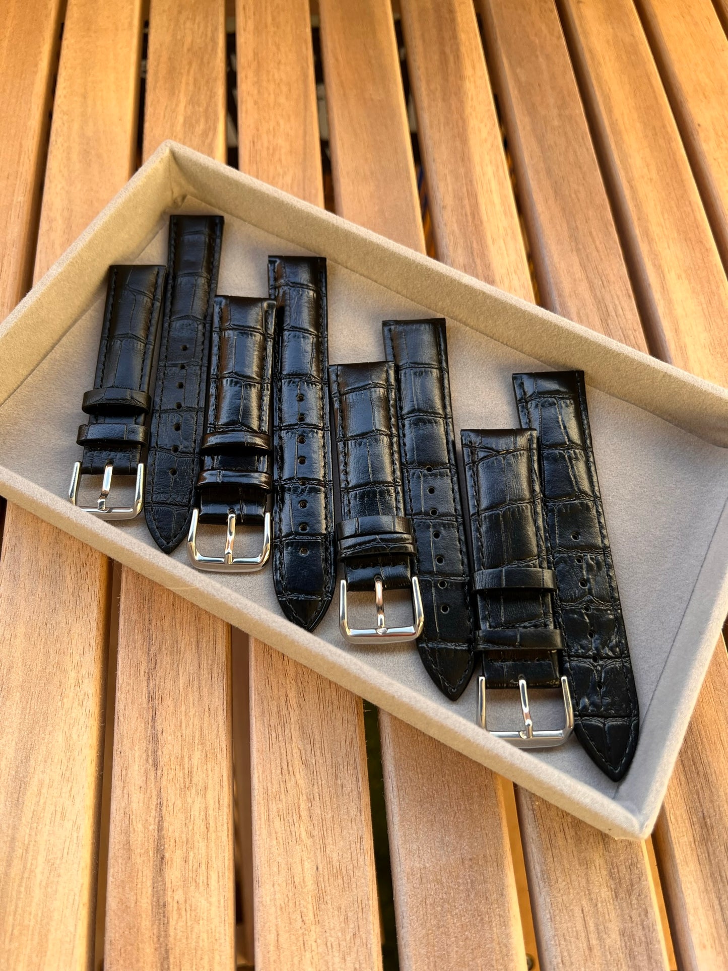 Bracelet Montre Cuir "Crocodile" Boucle Ardillon - Toutes Tailles
