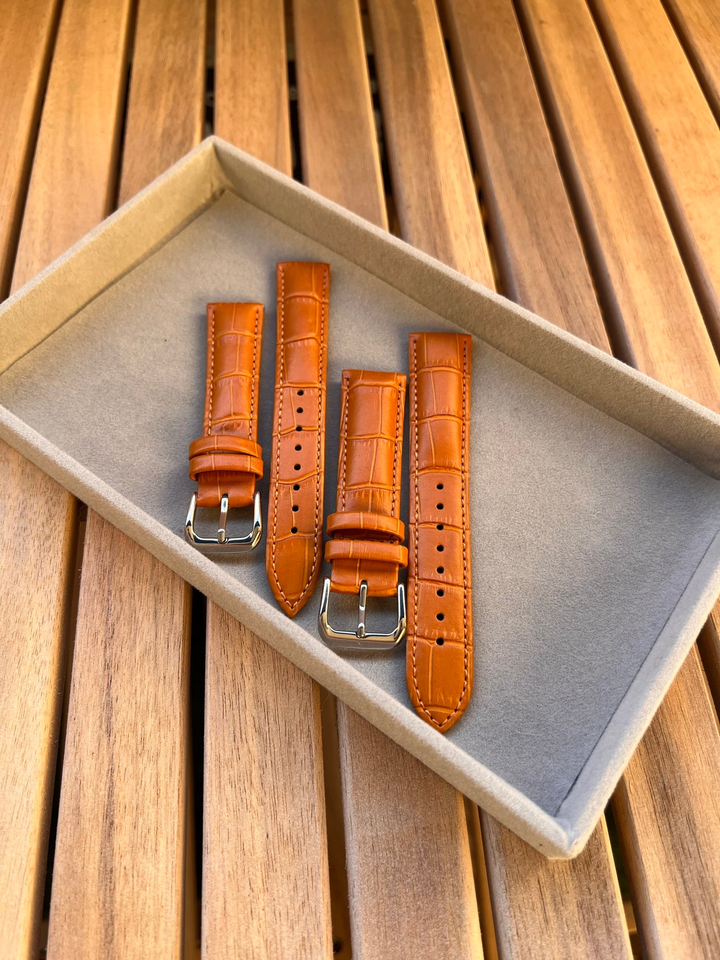 Bracelet Montre Cuir "Crocodile" Boucle Ardillon - Toutes Tailles