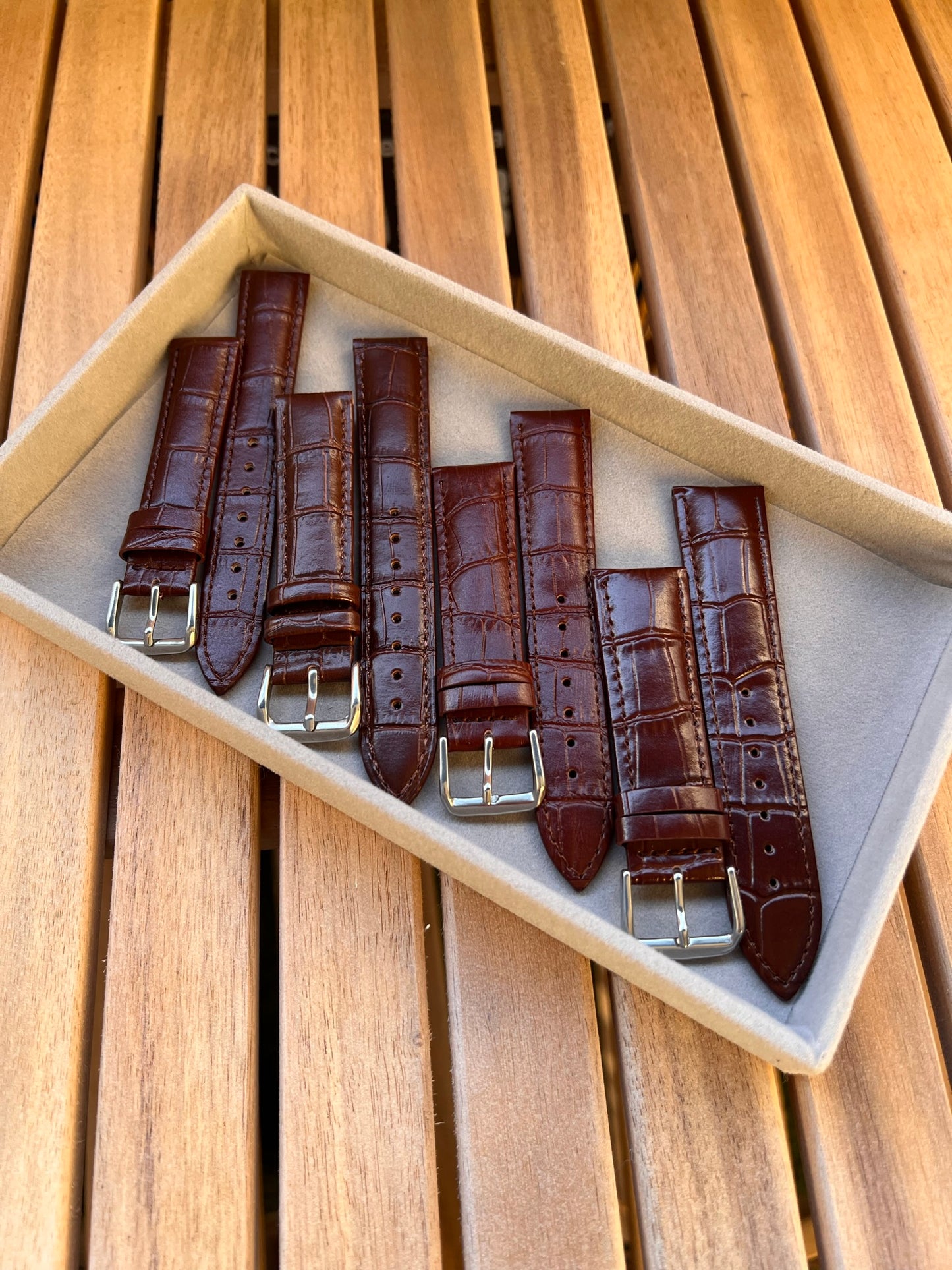 Bracelet Montre Cuir "Crocodile" Boucle Ardillon - Toutes Tailles