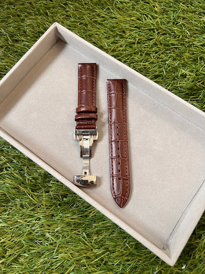 Bracelet Montre Cuir "Crocodile" - Boucle Déployante - Toutes Tailles