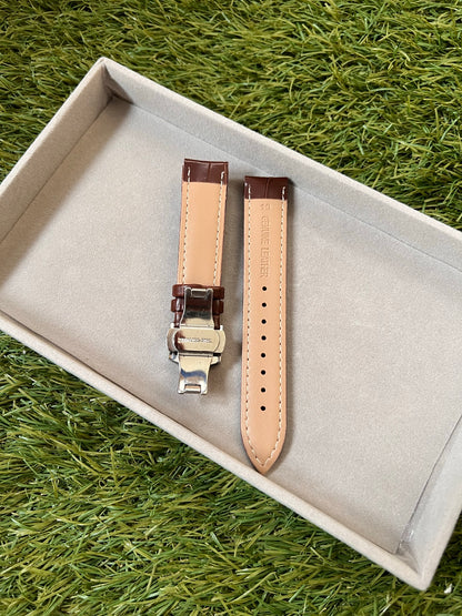 Bracelet Montre Cuir "Crocodile" - Boucle Déployante - Toutes Tailles