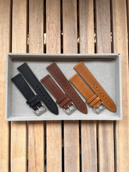 Bracelet de montre en Cuir Lisse Haut de Gamme - Toutes tailles