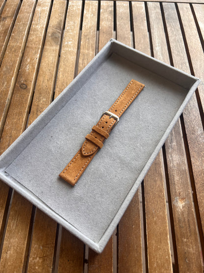Bracelet de montre - Cuir Suédé - Coutures surpiquées - Toutes Tailles